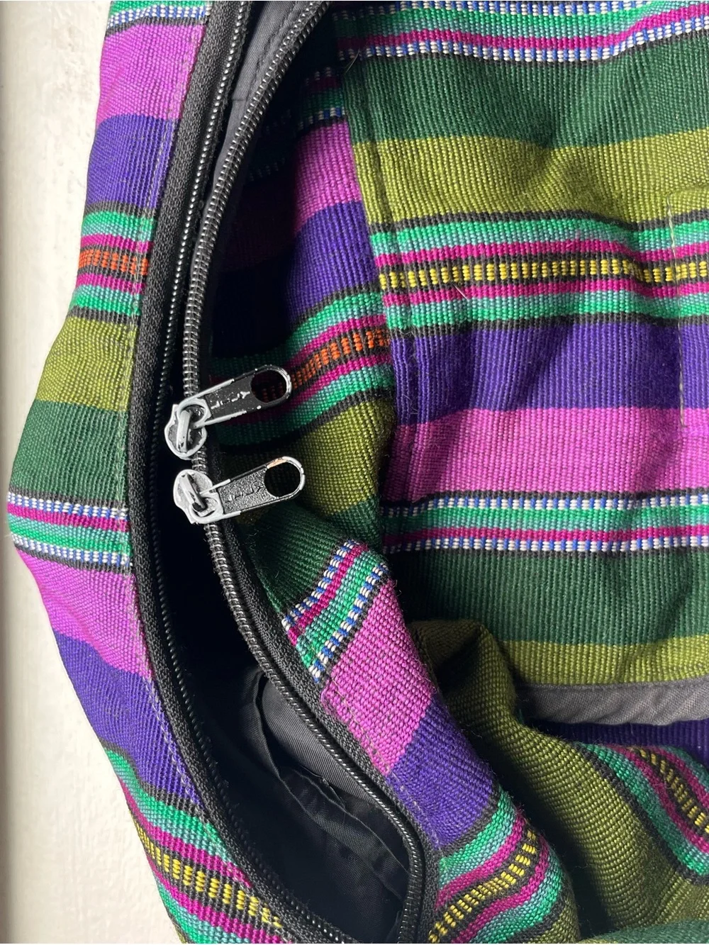 Striped Purple & Green Casual Hobo Bag